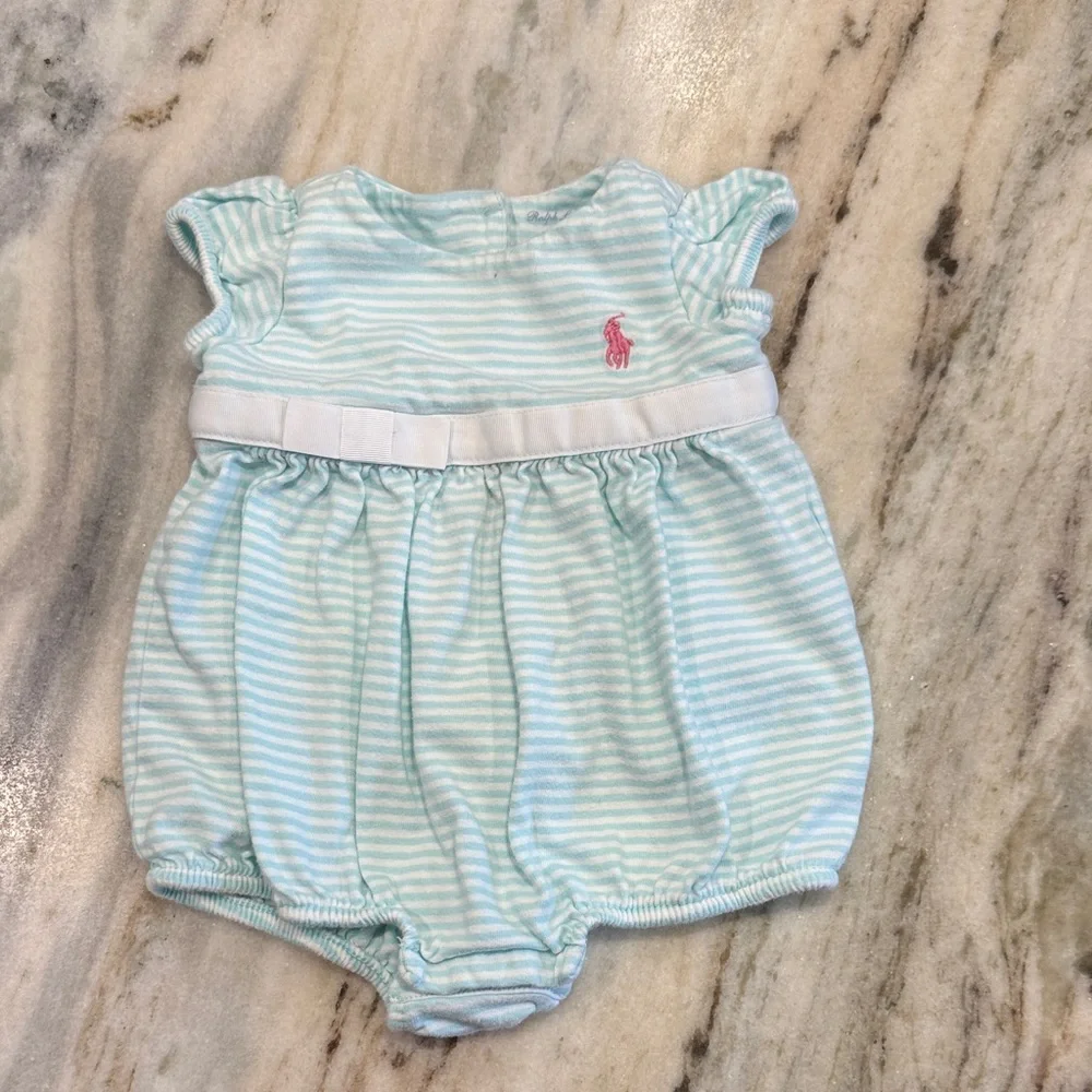 Ralph Lauren Light Blue Striped Diaper Cover Sz 3 months